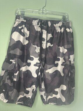 Kanu Surf Men’s L Camo Swim Trunks Outdoor Beach Utility Summer Shorts pool